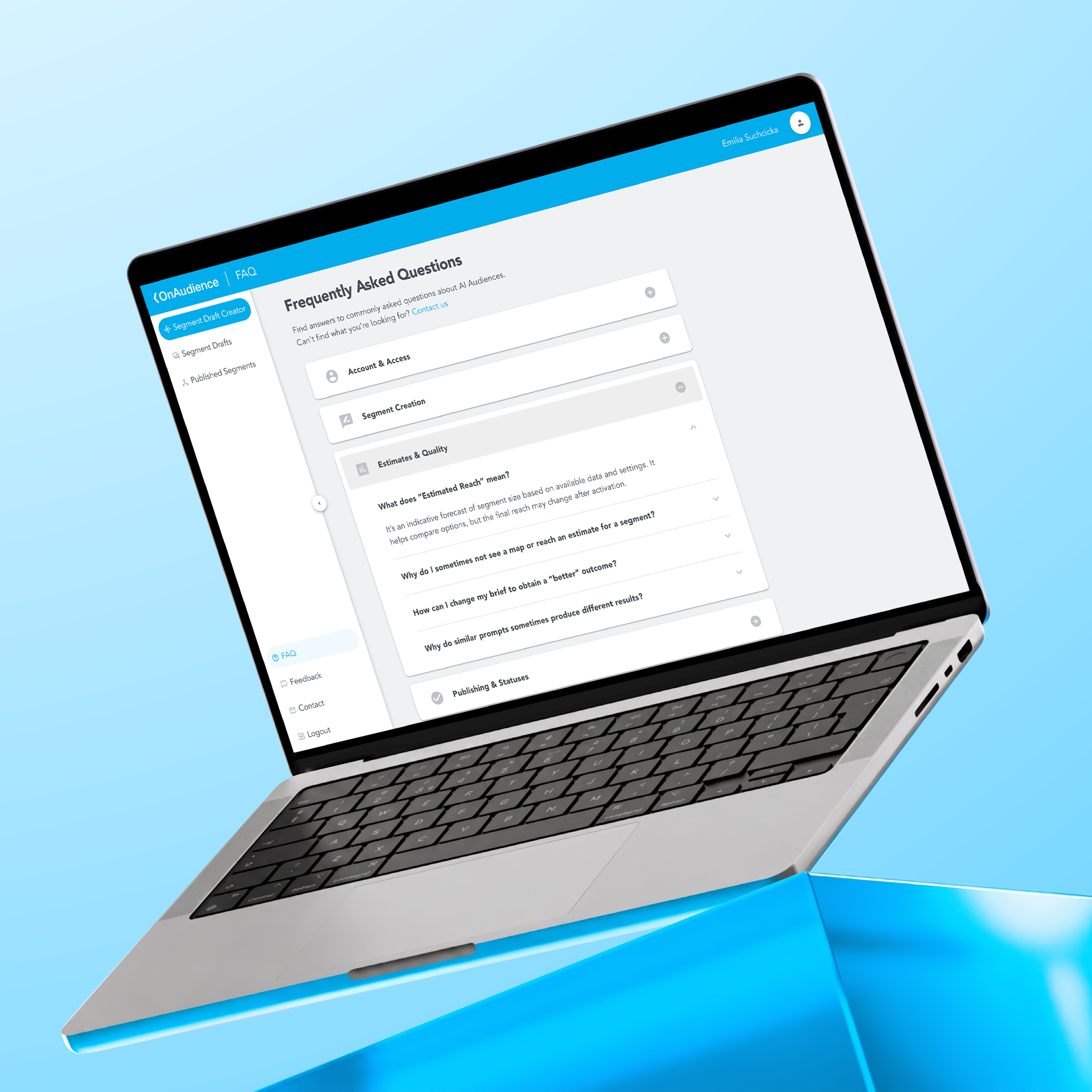 AI Audiences FAQ on laptop