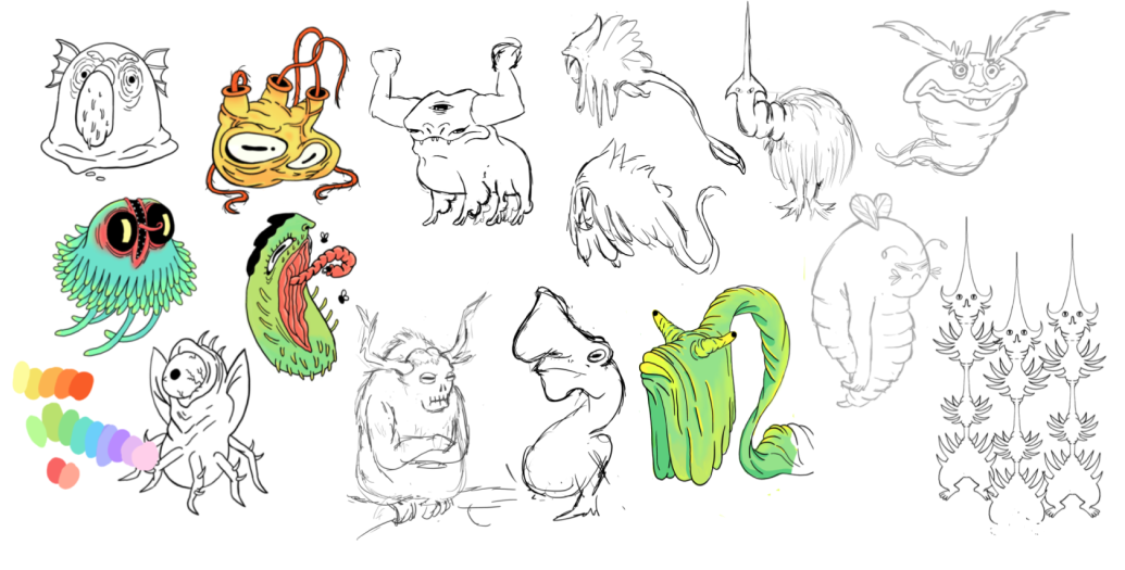 Cards' characters sketches
