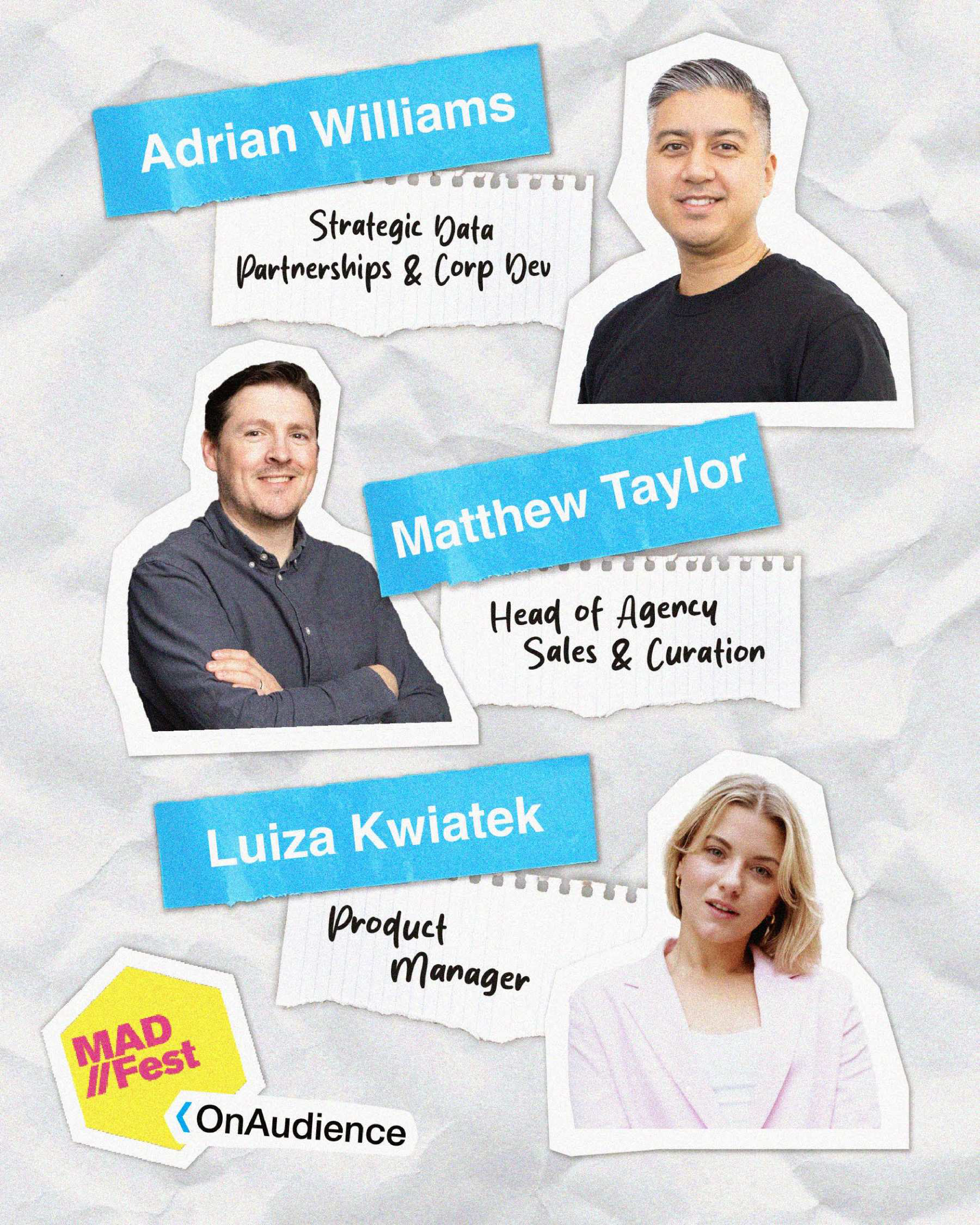 MAD//Fest team — Adrian Williams, Matthew Taylor, Luiza Kwiatek